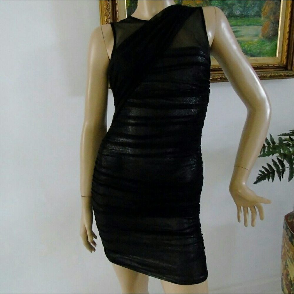 Jill Stuart Black Tulle Shimmering Bodycon Dress